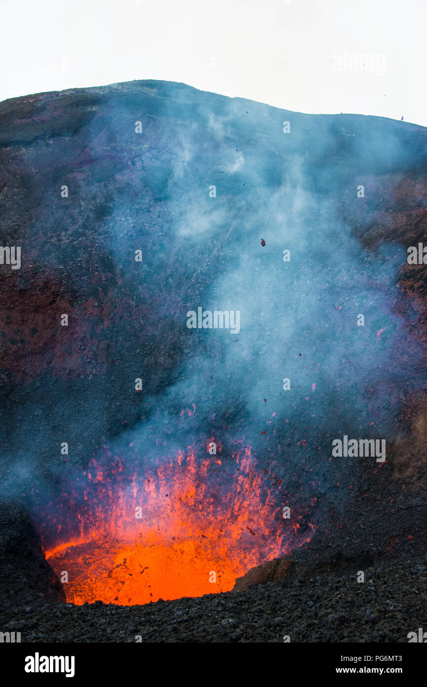 Aktive lava Eruption am Vulkan Tolbachik, Kamtschatka, Russland Stockfoto