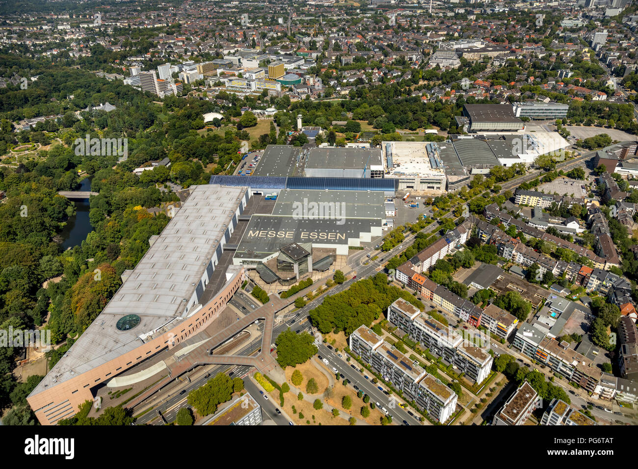 Messe Messe Essen, Messegelände an der GRUGA-Park in der Nähe von E.ON Campus Essen, Rüttenscheid, Essen, Ruhrgebiet, Nordrhein-Westfalen, Deutschland, DEU, Europ. Stockfoto