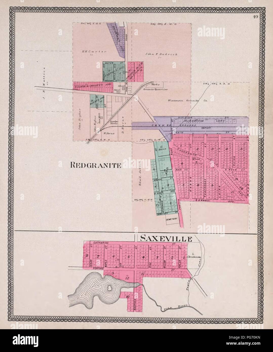 Atlas der Adams County, Wisconsin - mit Karten von Dörfern, Städten und Gemeinden der Grafschaft, Karten und der Vereinigten Staaten. Stockfoto