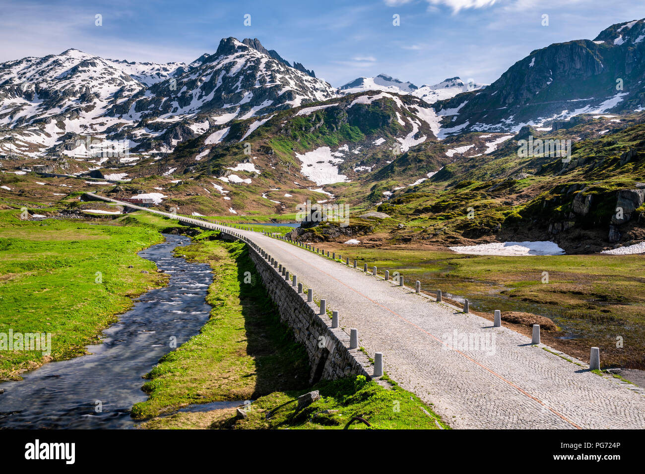 Schweiz, Kanton Uri, Gotthardpass Tremola Stockfoto