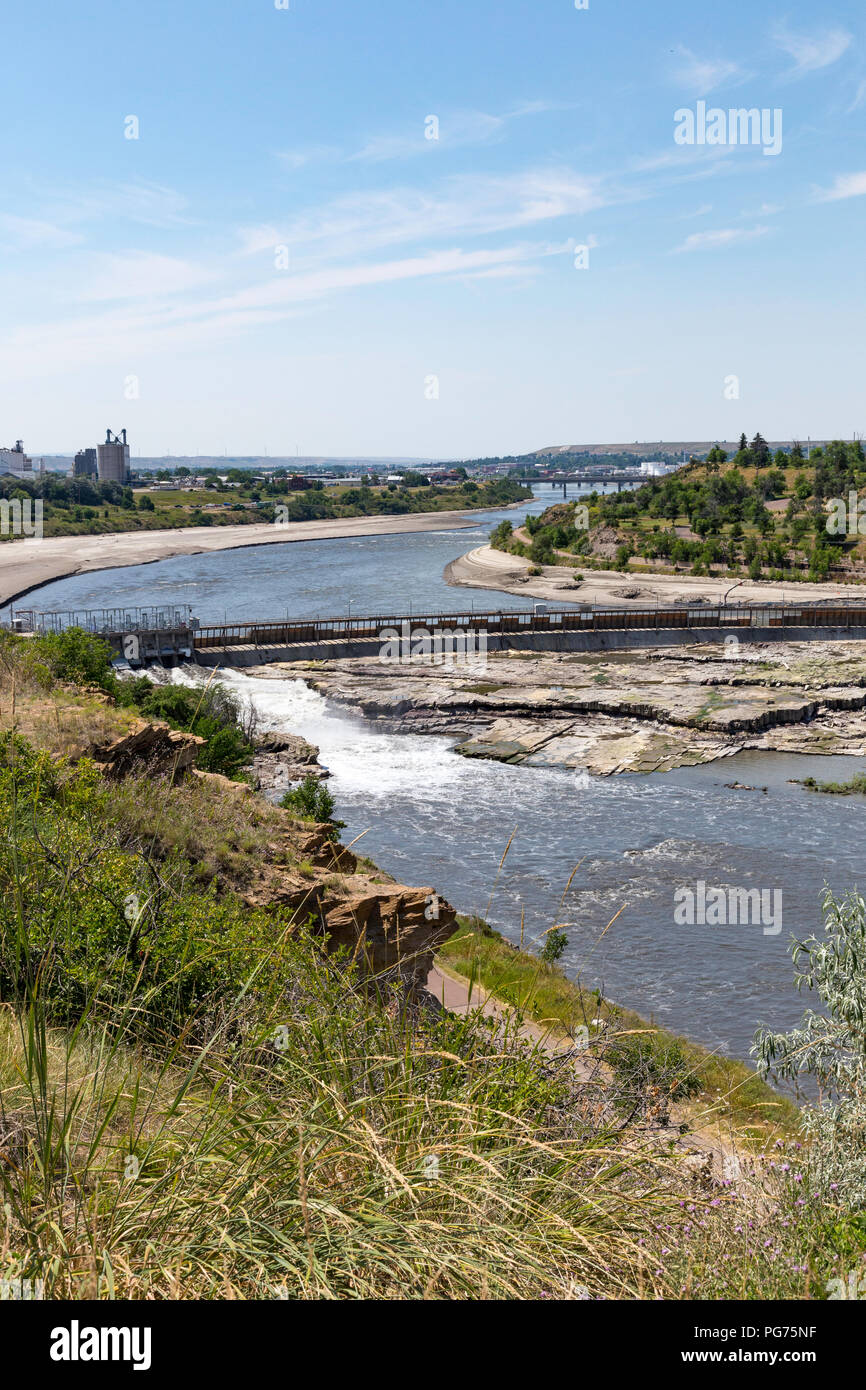 Schwarzer Adler fällt, Great Falls, MT, USA Stockfoto