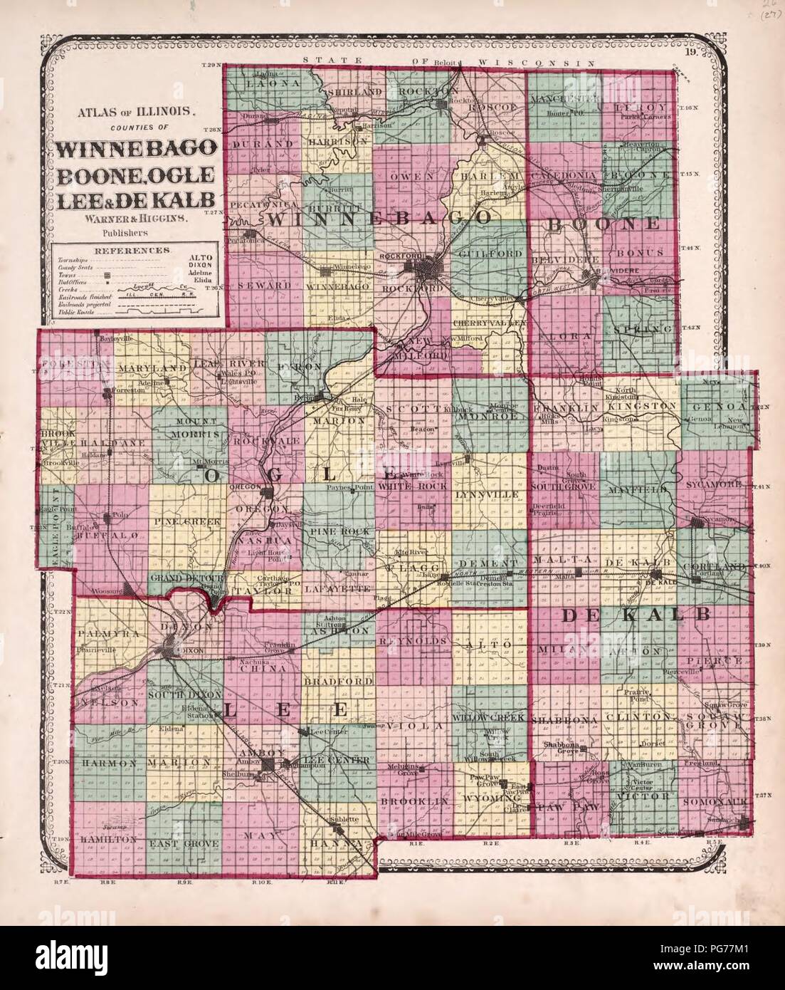 Atlas von Kendall Co. und der Staat Illinois - zu denen noch einen Atlas der Vereinigten Staaten, Karten der Hemisphären usw. usw. usw. Stockfoto