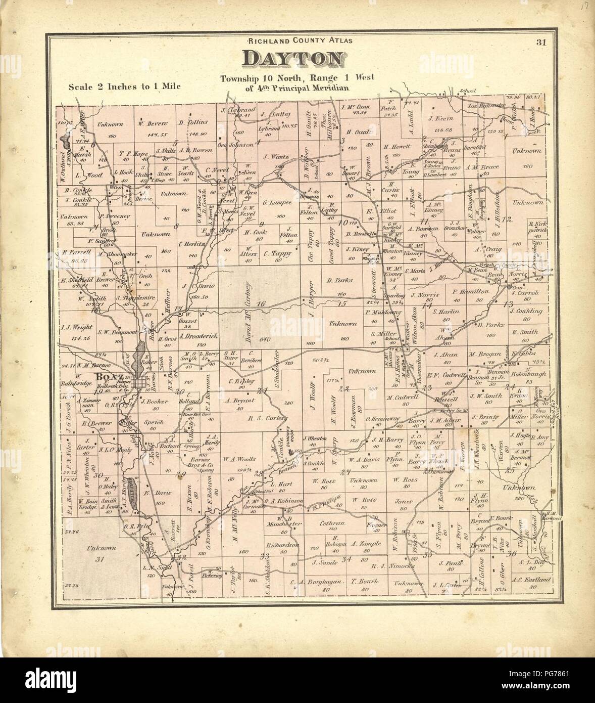 Atlas von Richland Co., Wisconsin - von der tatsächlichen Erhebungen und die Grafschaft Datensätze, an dem eine Rail Road & Schnitt Karte der Staat Wisconsin hinzugefügt erstellt Stockfoto