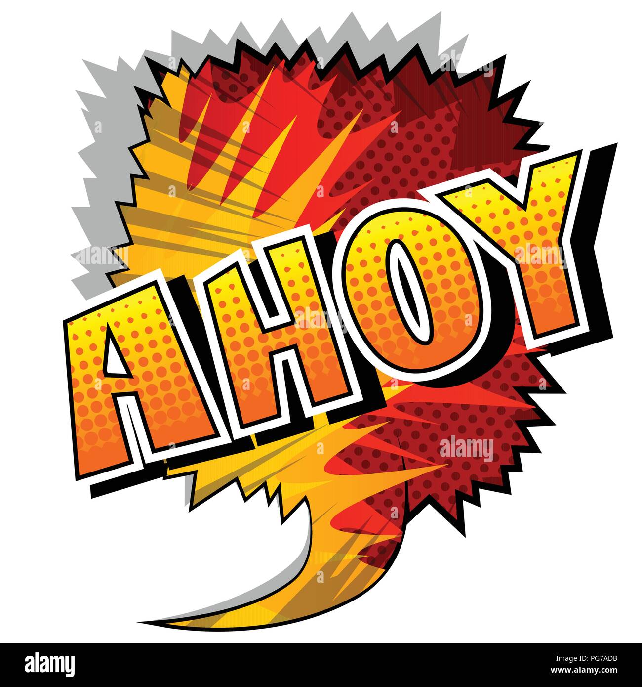 Ahoi (in Englisch kann als Gruß, eine Warnung oder ein Abschied)-Vektor illustrierte Comic Stil Phrase verwendet werden. Stock Vektor