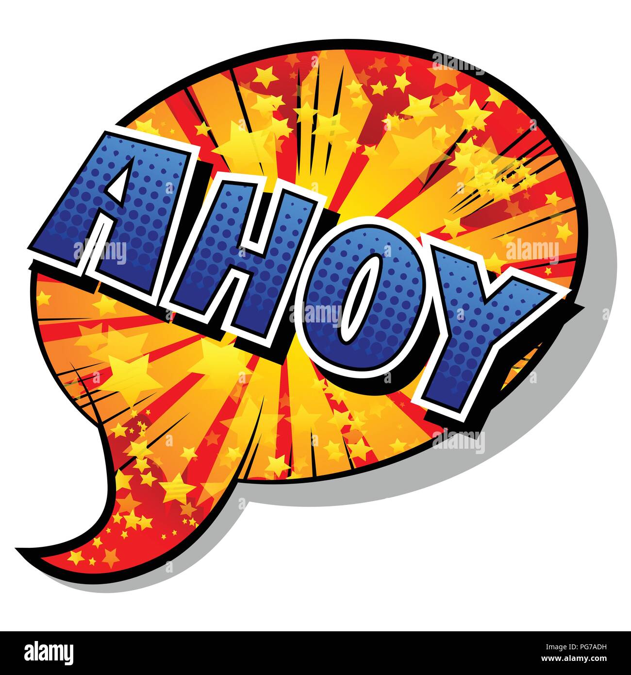 Ahoi (in Englisch kann als Gruß, eine Warnung oder ein Abschied)-Vektor illustrierte Comic Stil Phrase verwendet werden. Stock Vektor