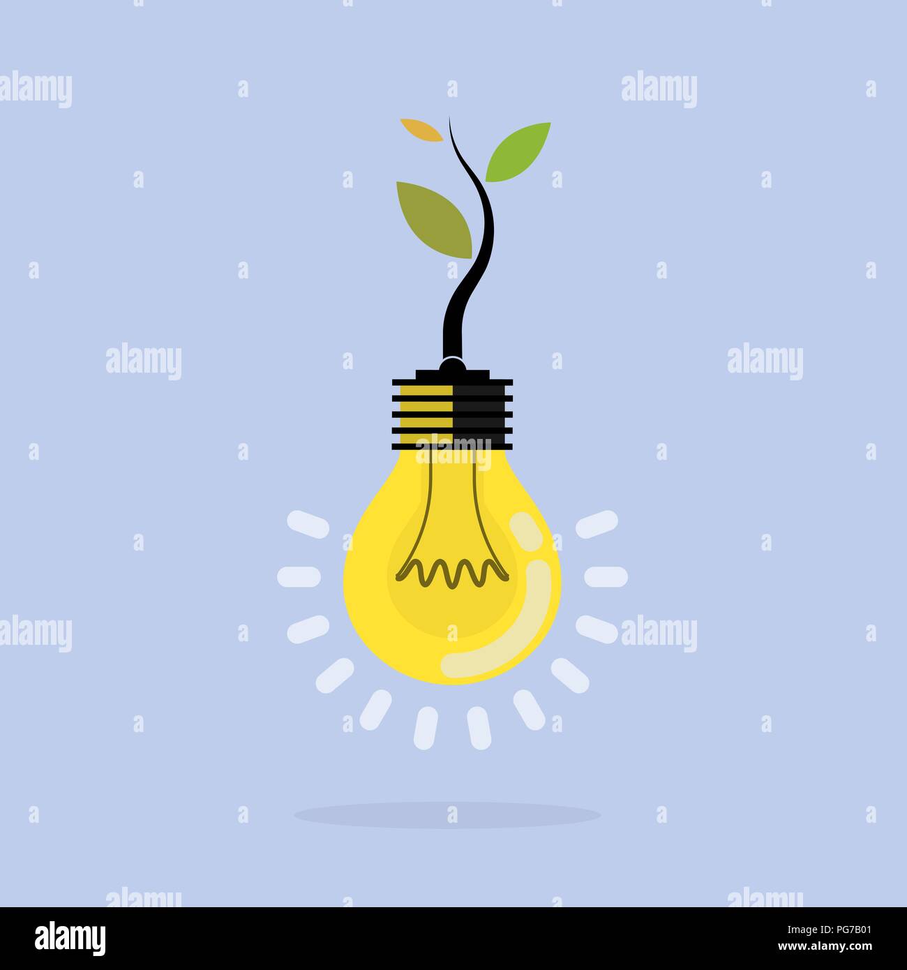 Pflanze, die im Inneren der Lampe auf. grün eco Energiekonzept. Baum der Erkenntnis Konzept. Bildung und Wirtschaft unterzeichnen. Vector Illustration Stock Vektor
