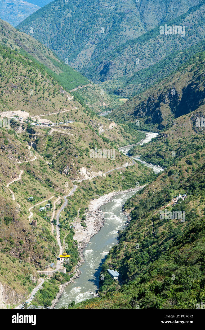 Dangme chu Fluss - Bhutan Stockfoto