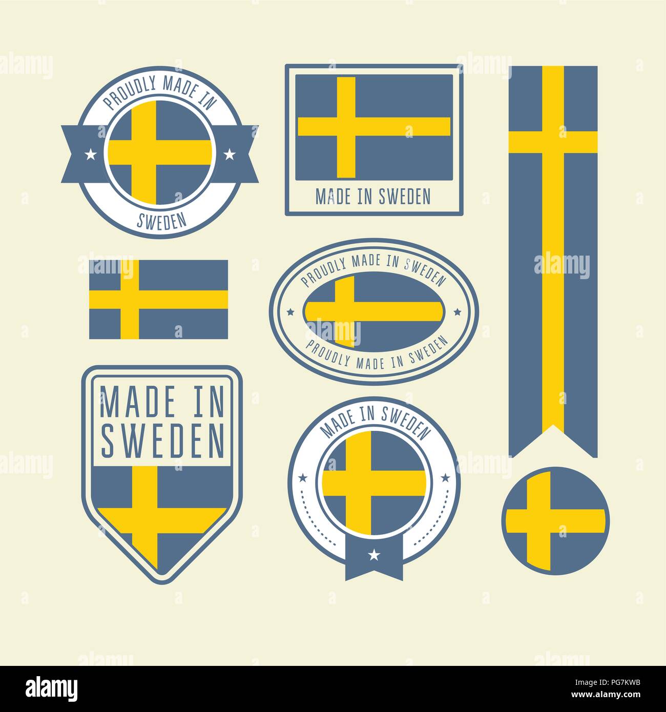 Aufkleber, Etiketten und Aufkleber mit Schweden Flagge - Buttons  Stock-Vektorgrafik - Alamy