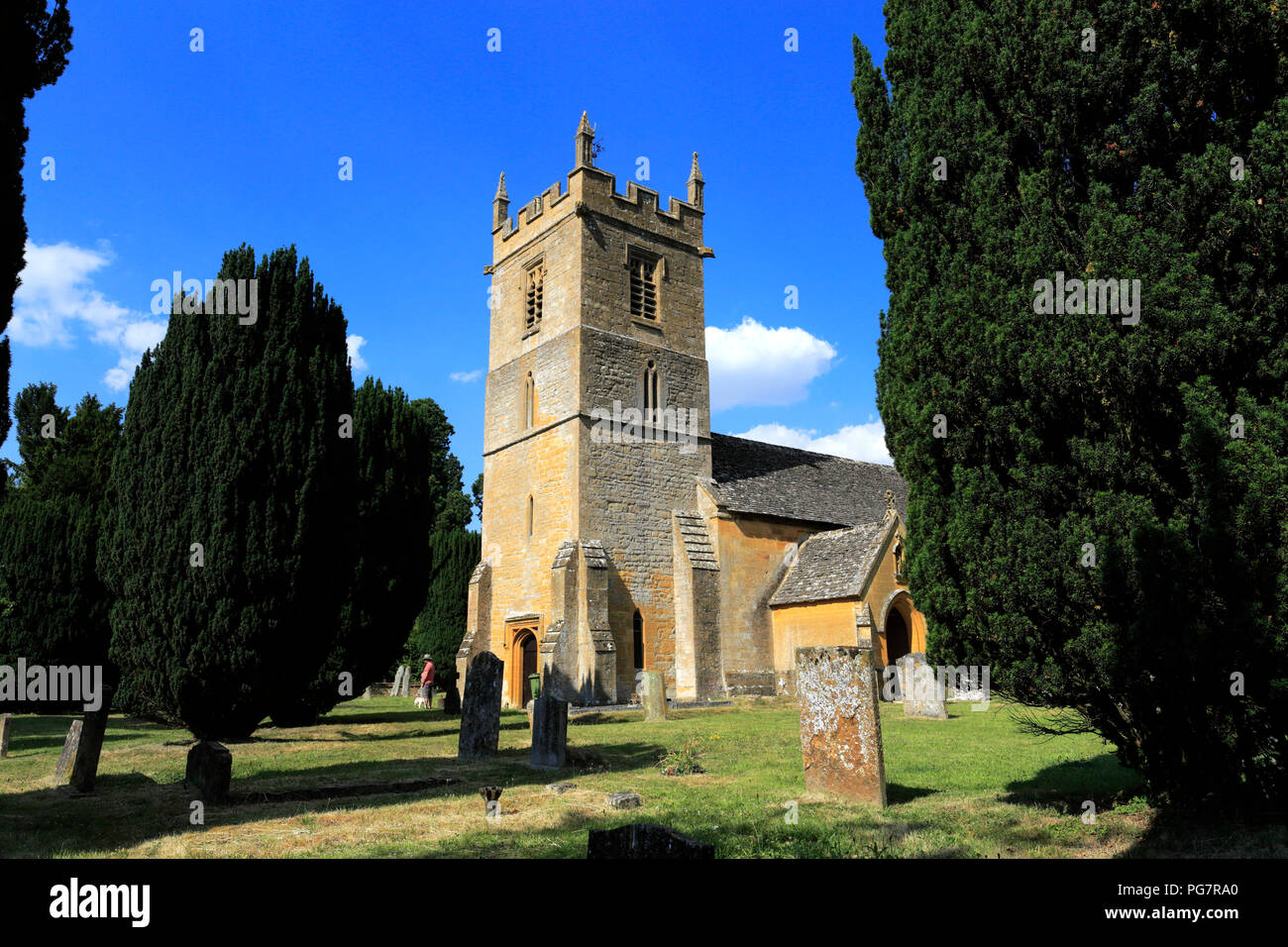St. Peter's Kirche, Stanway Haus und Gärten, Stanway Dorf, Gloucestershire, Cotswolds, England Stockfoto