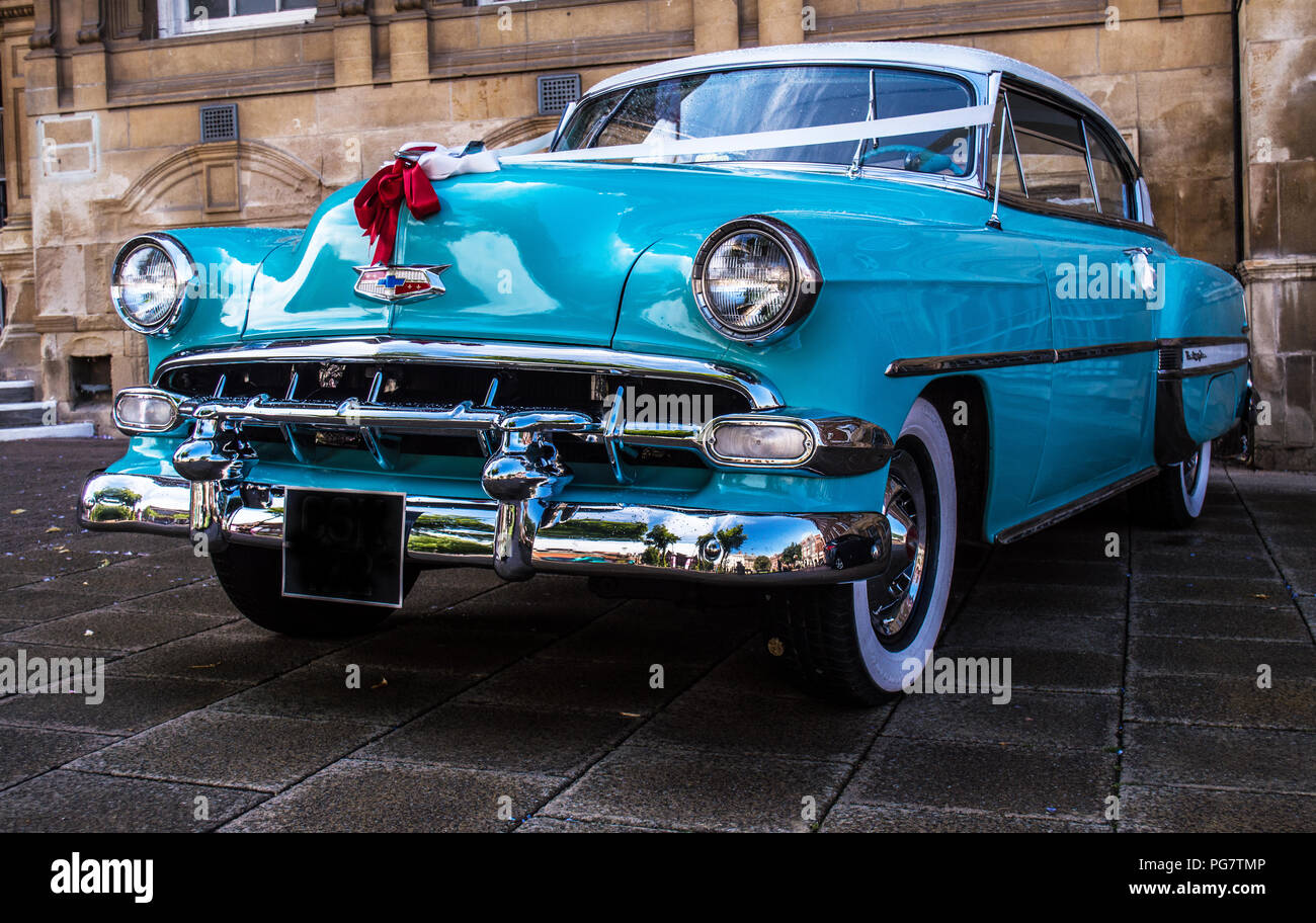 Chevy Bel Air, 1954, Hochzeit Auto Stockfoto