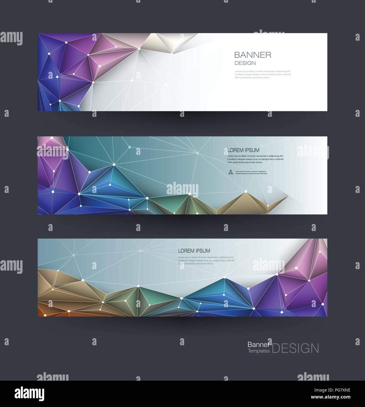 Vektor polygon Banner ist. Polygonale oder Low Poly Muster Hintergrund. Abbildung abstrakte Layout, Design. Futuristische digitale Technologie Konzept Stock Vektor