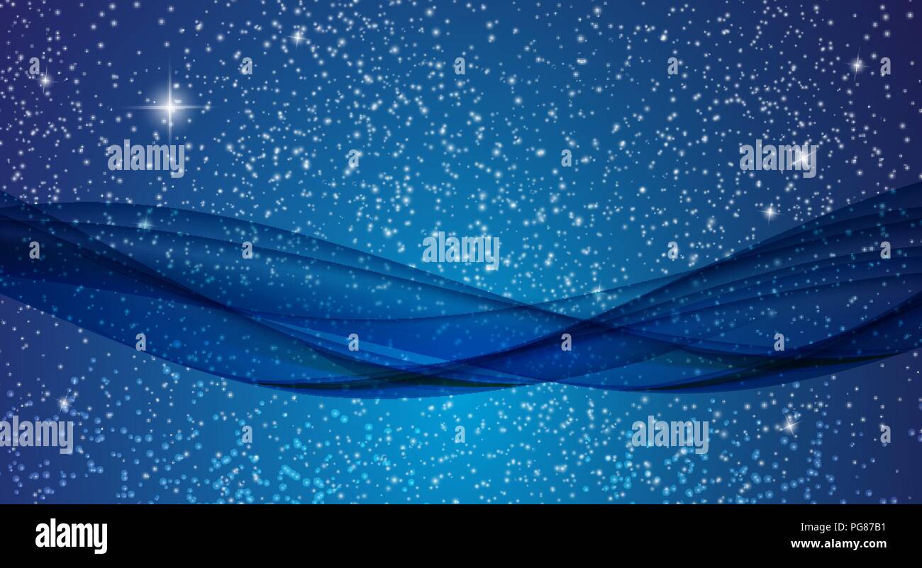 Naturalistische Nacht Sternenhimmel. Fabelhafte Aussicht. Vector Illustration Stock Vektor