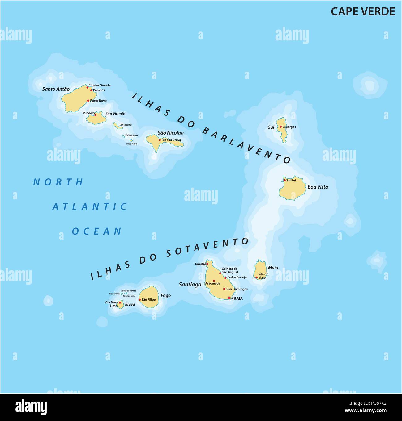 Kap Verde Karte. Stock Vektor