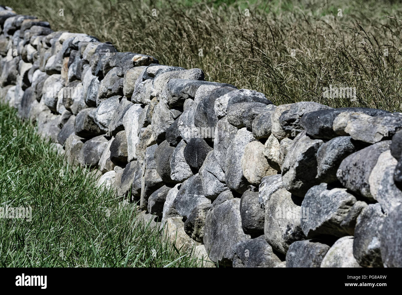 Fieldstone Wand detail, Cape Cod, Massachusetts, USA. Stockfoto