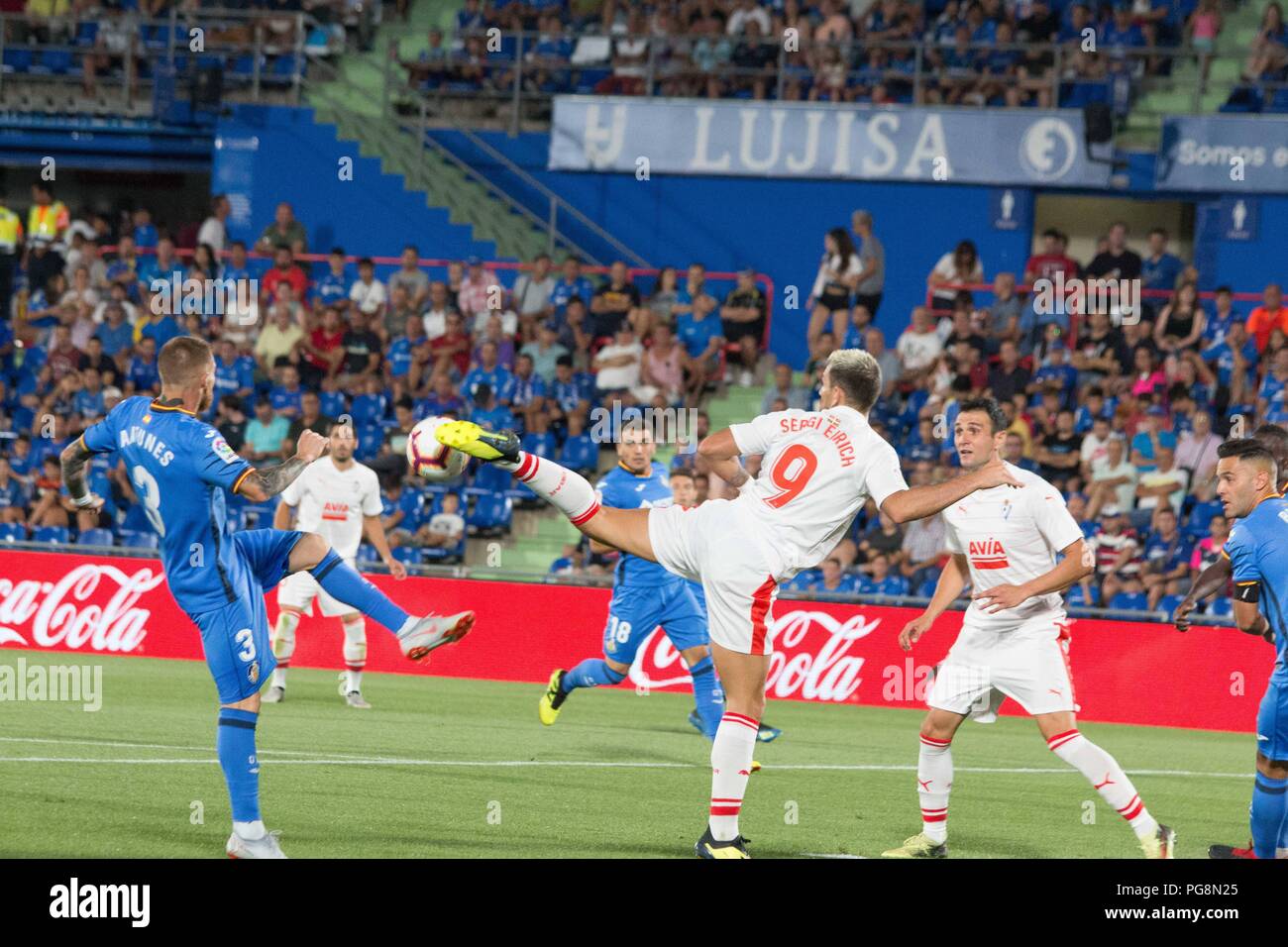 Spanien - August, 24.: SD. Eibar Sergi bereichern (C), während dem Spiel zwischen Getafe C.F. v S.D. Eibar für den Spieltag der 2. seasson von La Liga, bei Coliseum Alfonso PÃ©rez Stadion am 24. August 2018 in Madrid, Spanien gespielt. Cordon drücken Sie Stockfoto