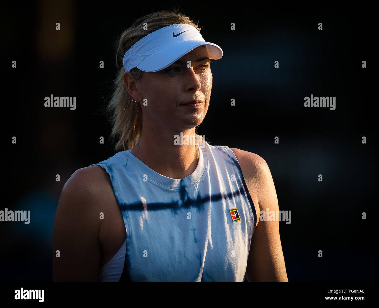 New York, USA. 24. Aug 2018. Maria Sharapova von Russland Praktiken bei den US Open 2018 Grand Slam Tennis Turnier. New York, USA. 24. August 2018. 24 Aug, 2018. Quelle: AFP 7/ZUMA Draht/Alamy leben Nachrichten Stockfoto
