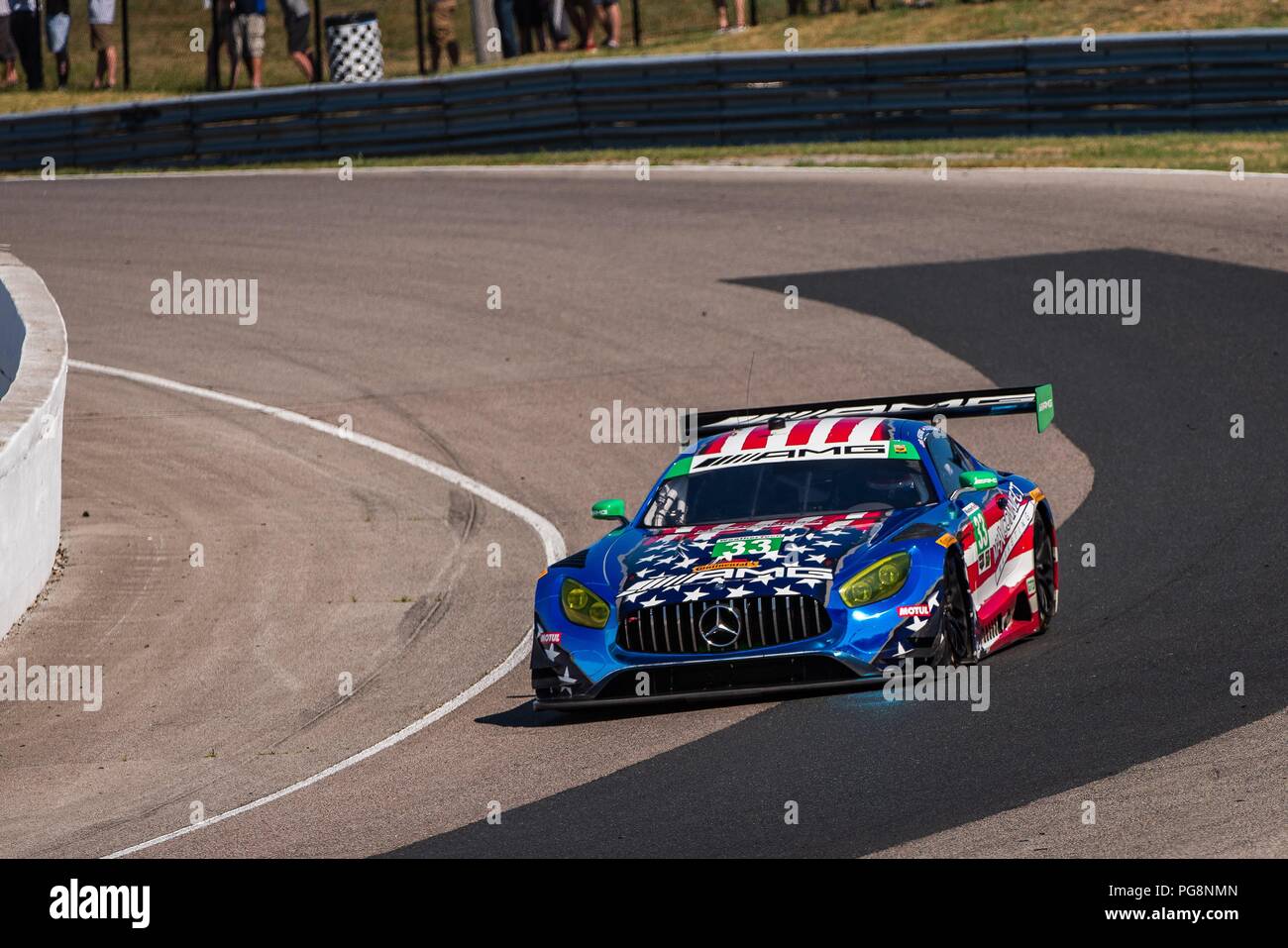 Bowmanville, KÖNNEN., 08. Jul 2018. 8. Juli 2018. Die Zahl 33 Mercedes-AMG GT3, durch das Team von Ben Keating und Jeroen Bleekemolen angetrieben, in der GT Daytona Serie, betritt die geschwungenen rechts abbiegen 1 am 08 Juli, 2018 Canadian Tire Motorsport Park während der Mobil1 Sportwagen Grand Prix Wochenende. Credit: Victor Biro/ZUMA Draht/Alamy leben Nachrichten Stockfoto