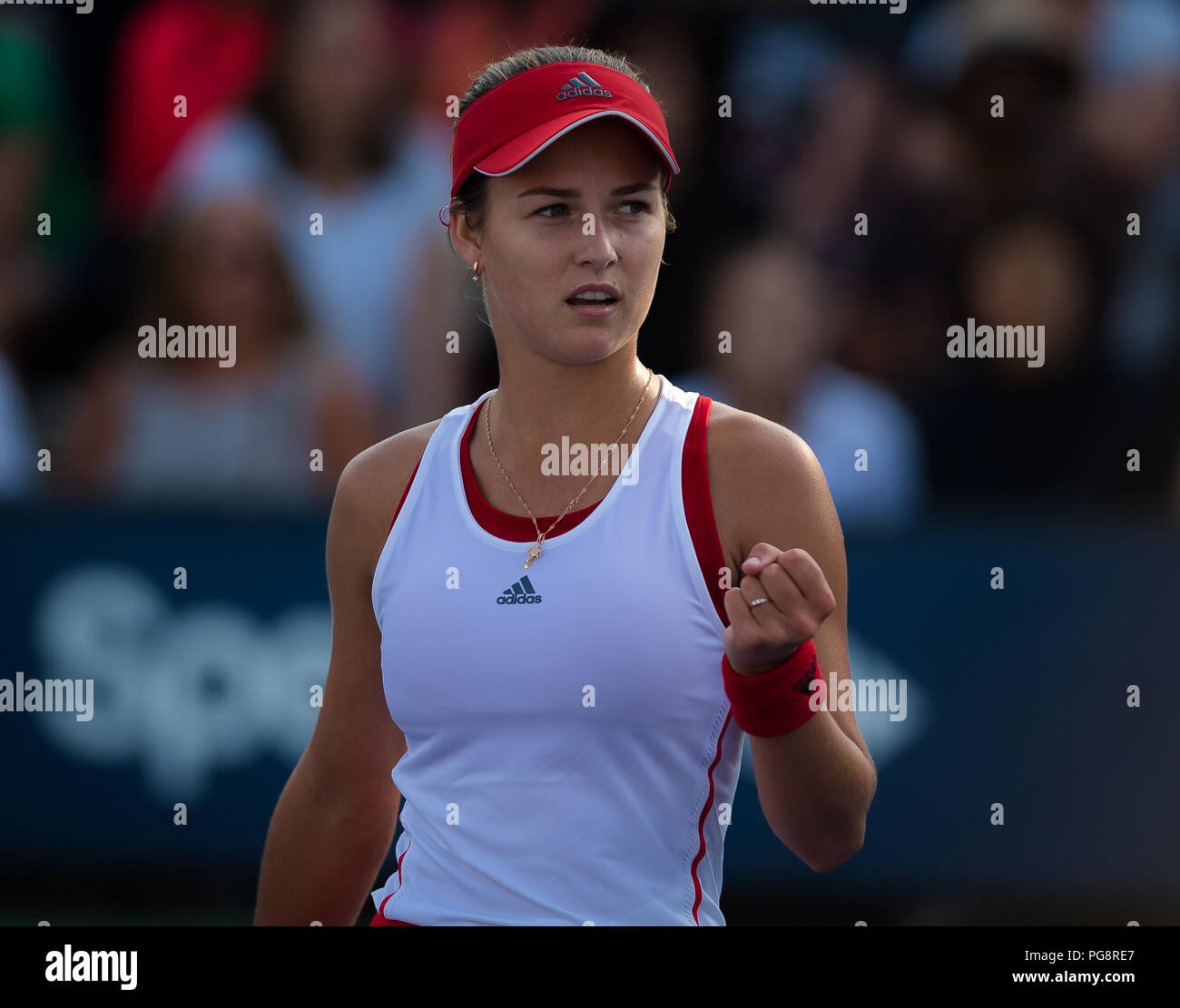 New York, USA. 24. Aug 2018. Anna Kalinskaya Russlands in Aktion während der abschließenden Qualifikation Um an den US Open 2018 Grand Slam Tennis Turnier. New York, USA. 24. August 2018. 24 Aug, 2018. Quelle: AFP 7/ZUMA Draht/Alamy leben Nachrichten Stockfoto