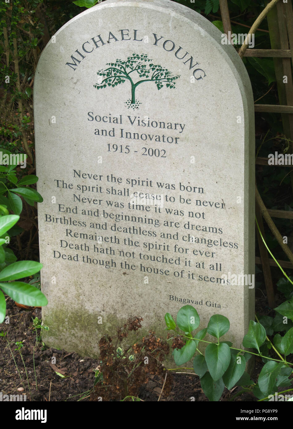 Grab stein in Highgate Friedhof, London. Stockfoto