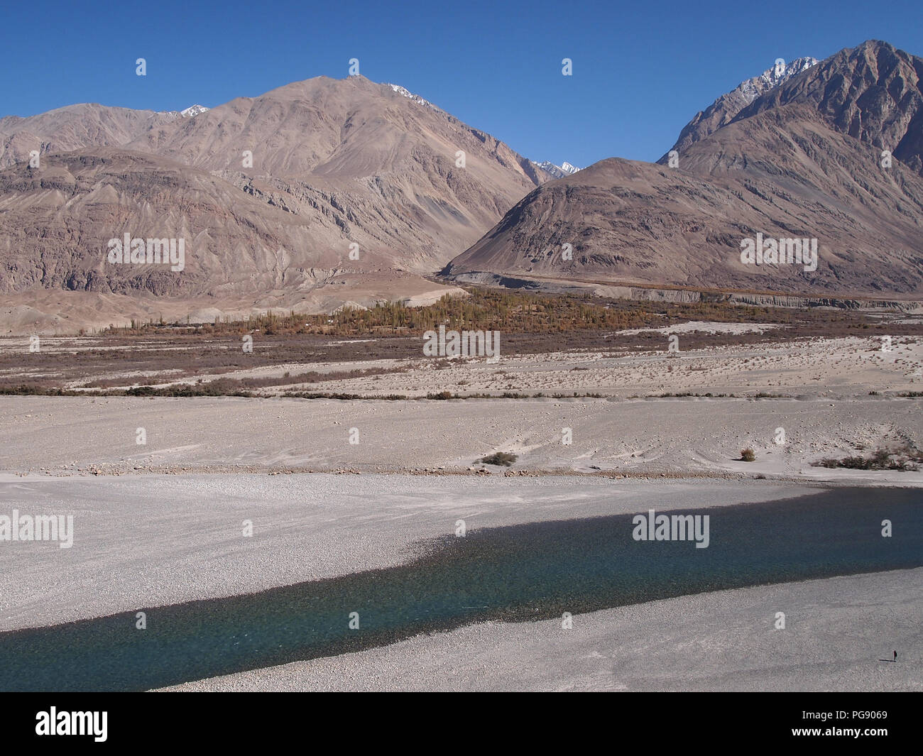 Sanddünen im Erdgeschoss des Nubra Valley, Ladakh, zwischen dem Himalaja und Karakorum reicht Stockfoto