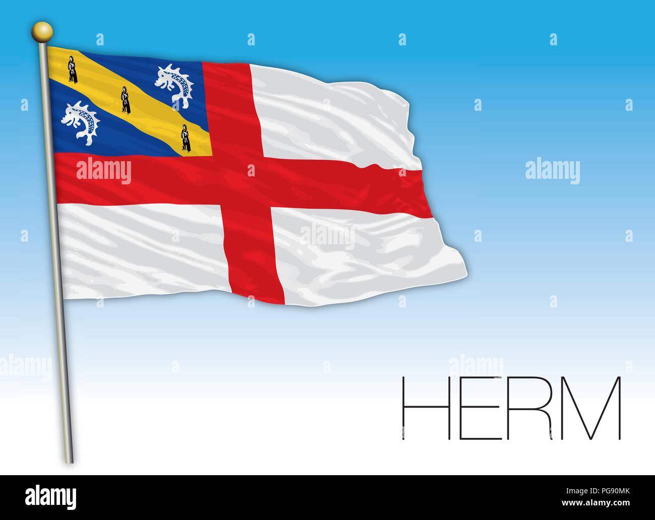 Herm Insel Flagge, Vereinigtes Königreich, Vektor, Abbildung Stock Vektor