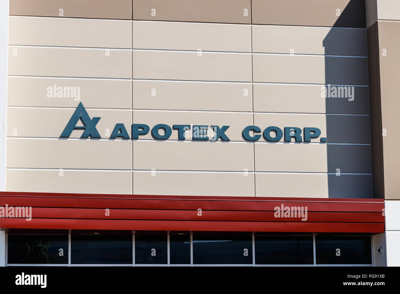 Plainfield - ca. August 2018: apotex Corporation US-Standort. Apotex ist ein kanadischer Hersteller von Generika I Stockfoto