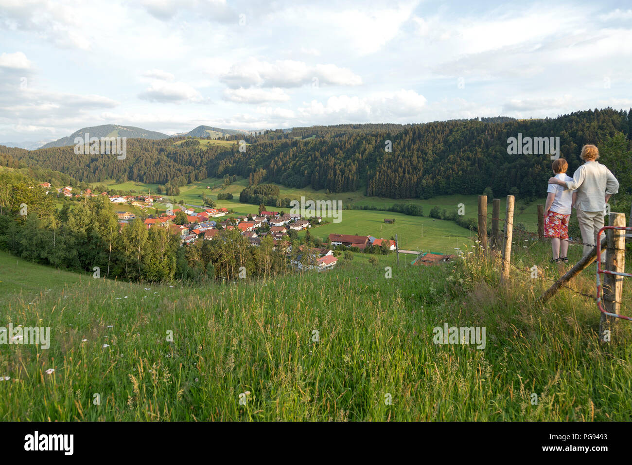 Panoramablick über Missen-Wilhams, Allgäu, Bayern, Deutschland Stockfoto