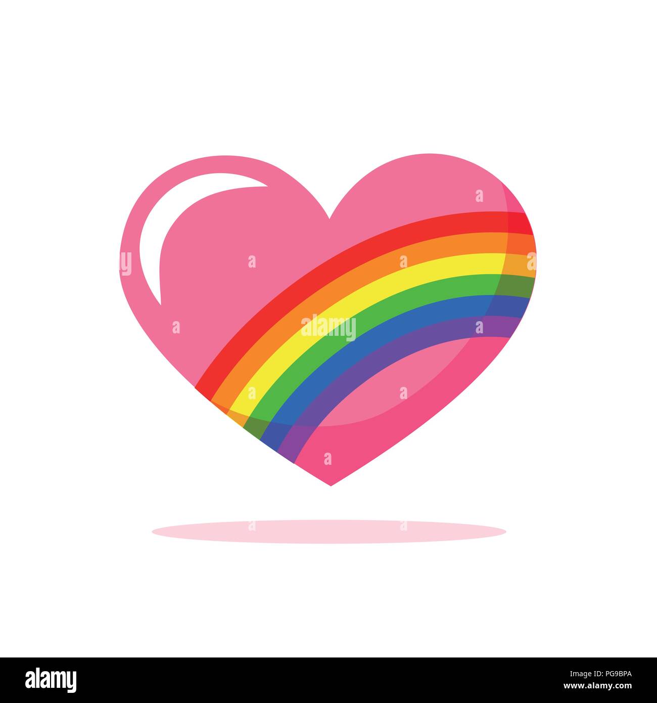 Rosa valentine Herz mit Regenbogen Vektor-illustration EPS 10. Stock Vektor