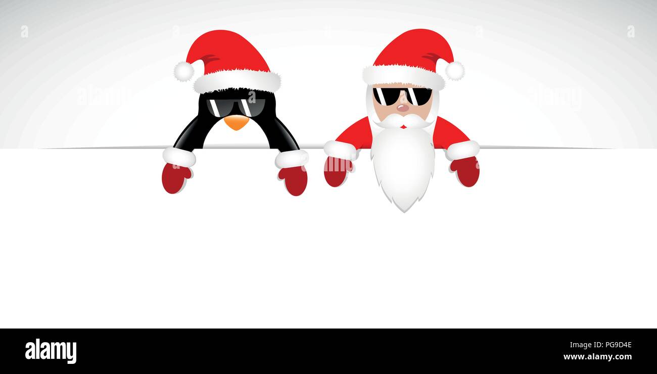 Hipster Santa Claus und Pinguin mit Sonnenbrille illustartion Vector EPS 10. Stock Vektor