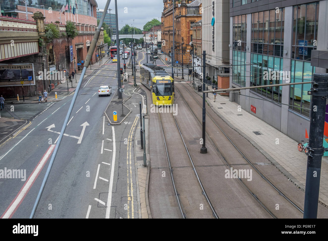Auf ein Manchester Straßenbahn Stockfoto