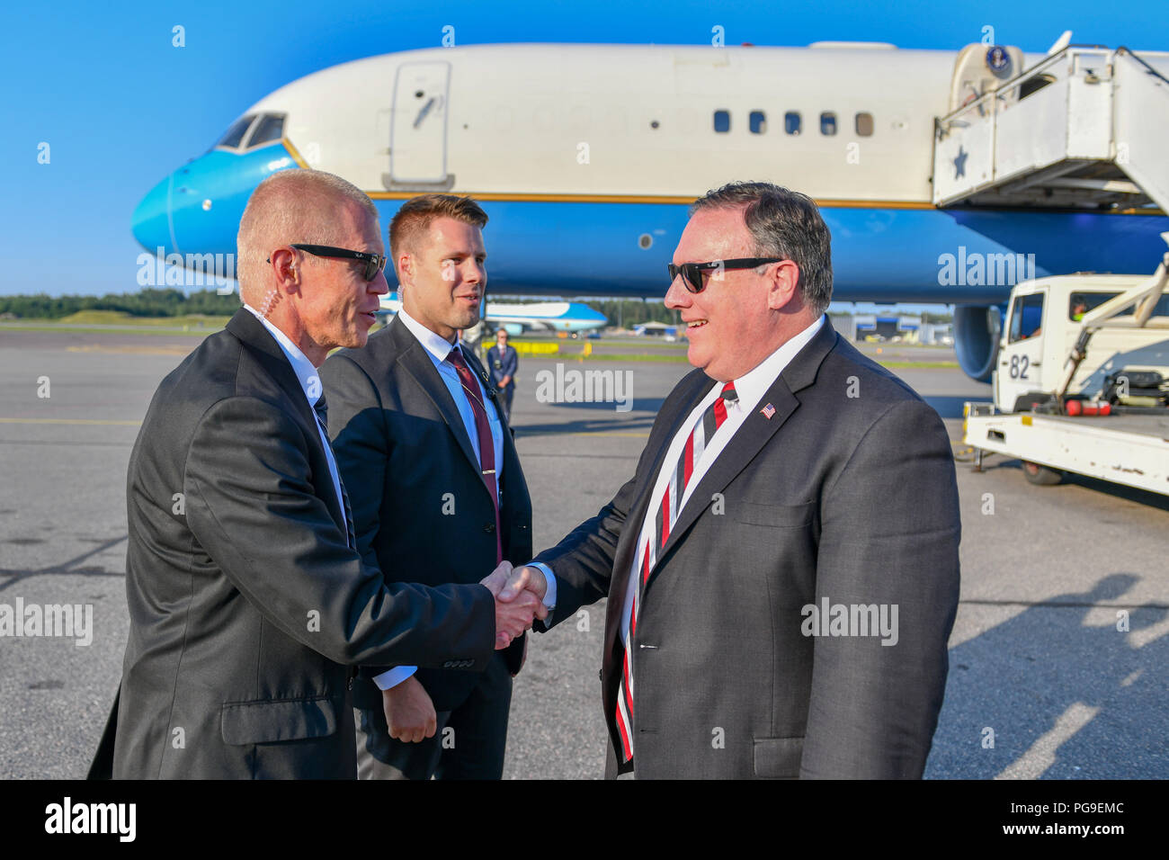 Us-Staatssekretär Michael R. Pompeo fährt Helsinki, Finnland am 16. Juli 2018. Stockfoto