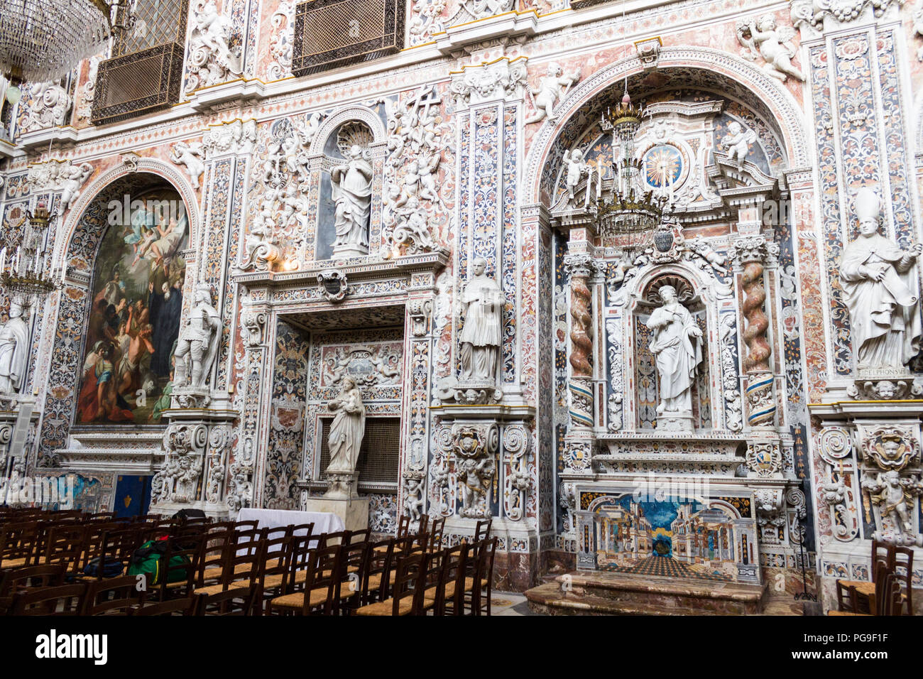 Die außerordentliche Innenraum der Kirche der Unbefleckten Empfängnis. Palermo, Sizilien. Italien Stockfoto