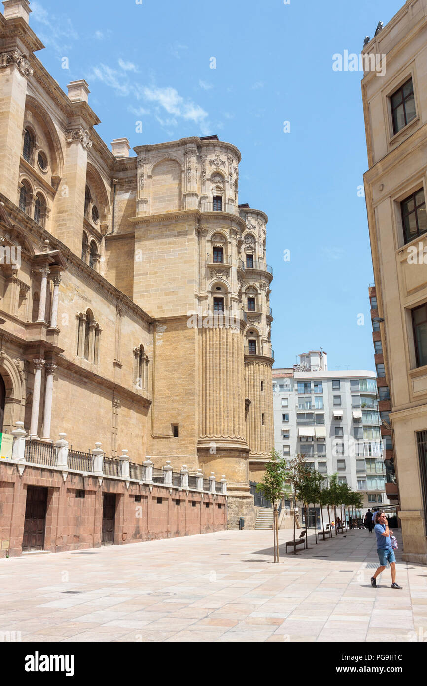 Außenansicht der Kathedrale von Malaga, Spanien Stockfoto