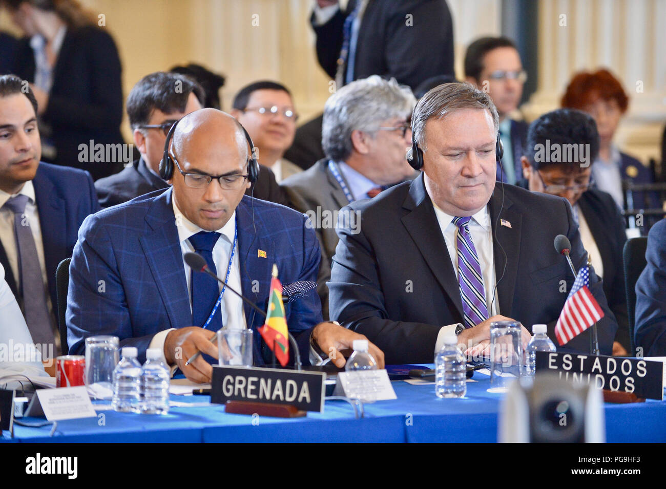 Us-Staatssekretär Mike Pompeo beteiligt sich an der 48. ordentlichen Tagung der Generalversammlung der Organisation der Amerikanischen Staaten (OAS) am OAS-Sitz in Washington, D.C., am 4. Juni 2018. Stockfoto