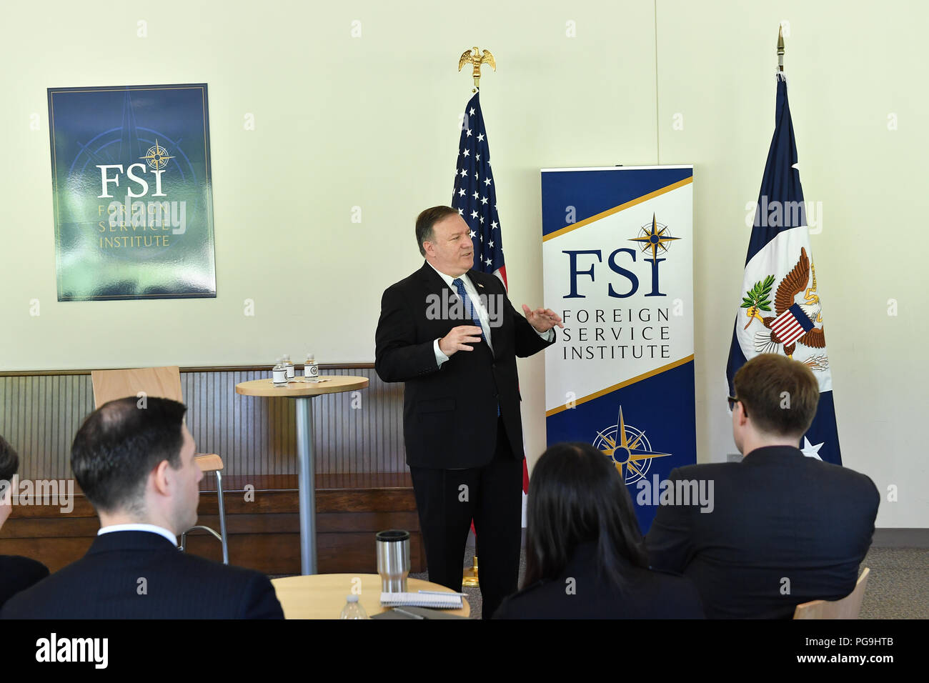 Us-Staatssekretär Mike Pompeo besucht die Foreign Service Institute, in Arlington, Virginia, am 29. Juni 2019. Stockfoto