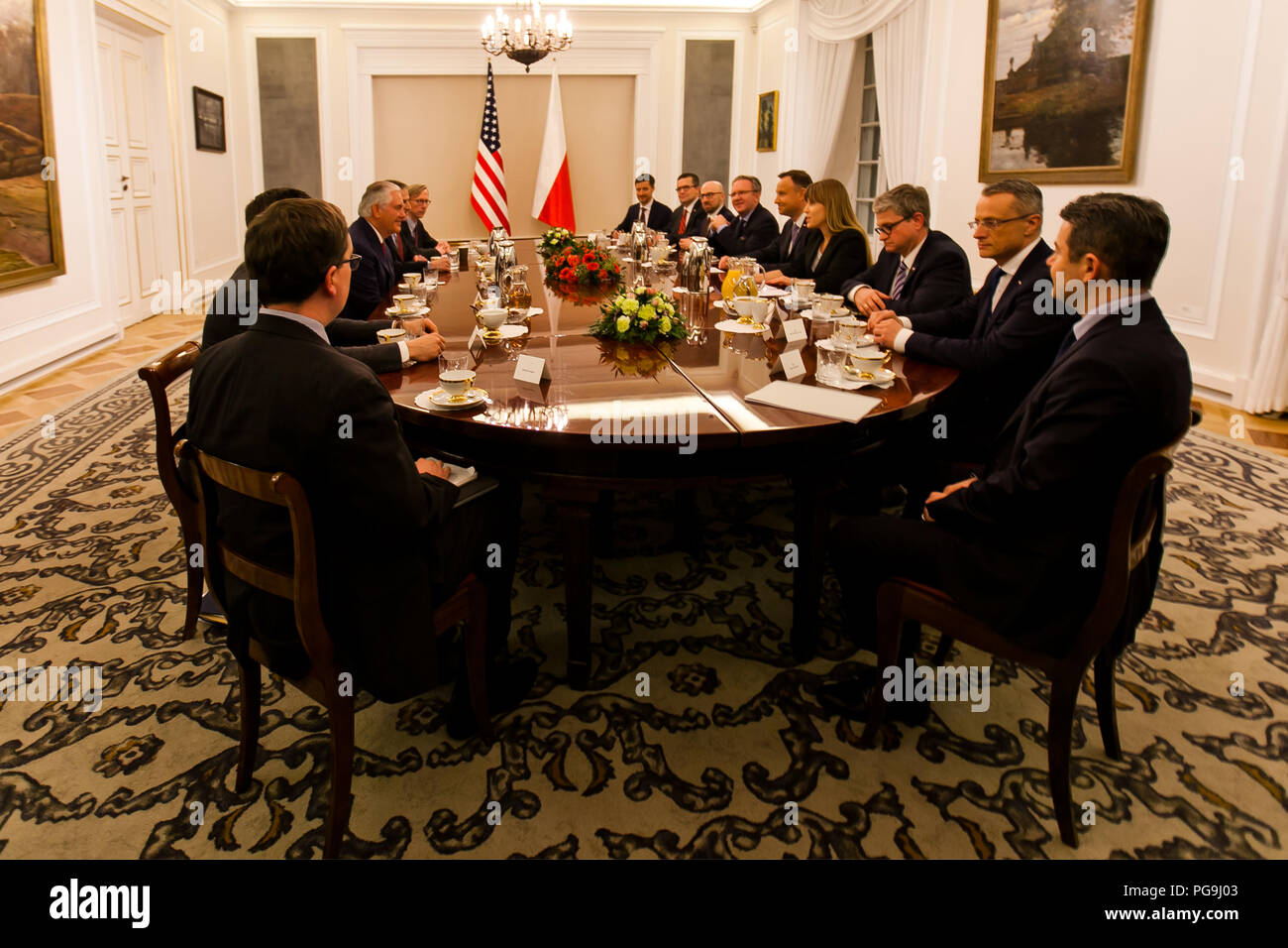 Us-Staatssekretär Rex Tillerson trifft sich mit der polnische Präsident Andrzej Duda in Warschau, Polen, am 26. Januar 2018. Stockfoto