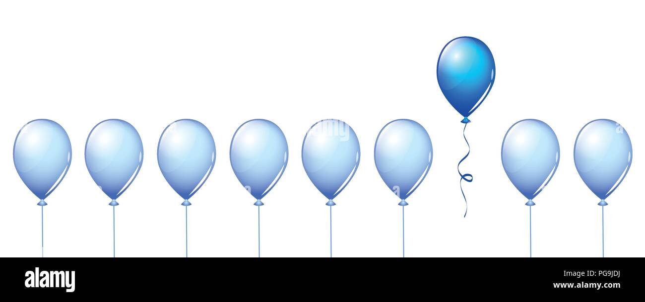 Eine spezielle blaue Ballon in einer Gruppe illustartion Vector EPS 10. Stock Vektor