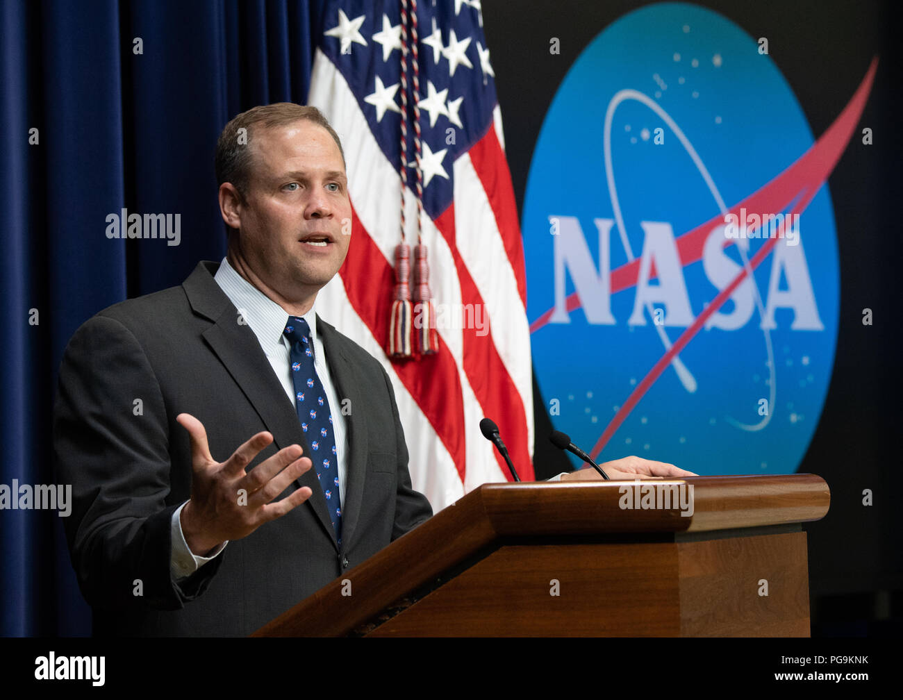 NASA-Administrator Jim Bridenstine spricht an der "von Angesicht zu Angesicht mit unserer Zukunft: Ein Tag mit Young Leaders" Veranstaltung, Mittwoch, 27. Juni 2018 an den Eisenhower Executive Office Building in Washington, DC. Stockfoto