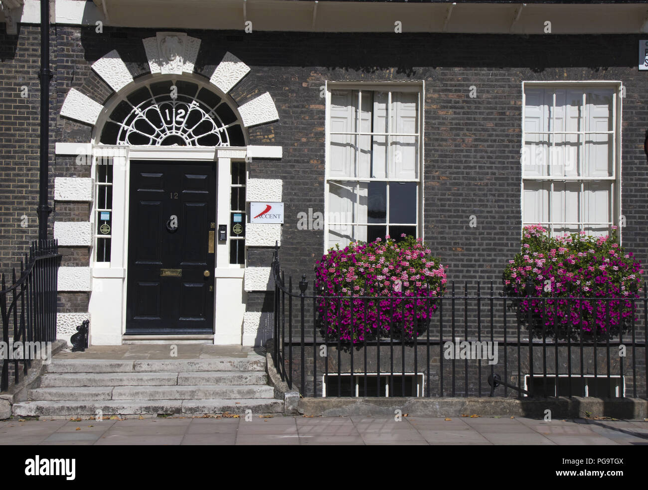 Georgisch Reihenhaus in Bedford Square, Bloomsbury, London Stockfoto