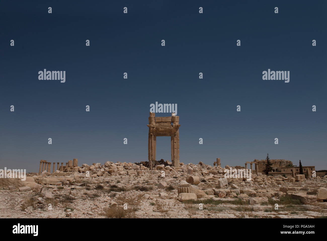 Dieses Bild zeigen, was bleibt vom Tempel des 'bel' in Palmyra-Syria Stockfoto