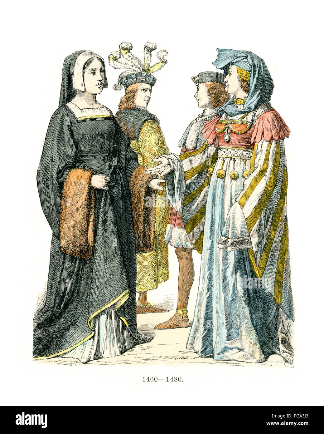 Moden der mittelalterlichen Frankreich, 15. Jahrhundert Stockfoto