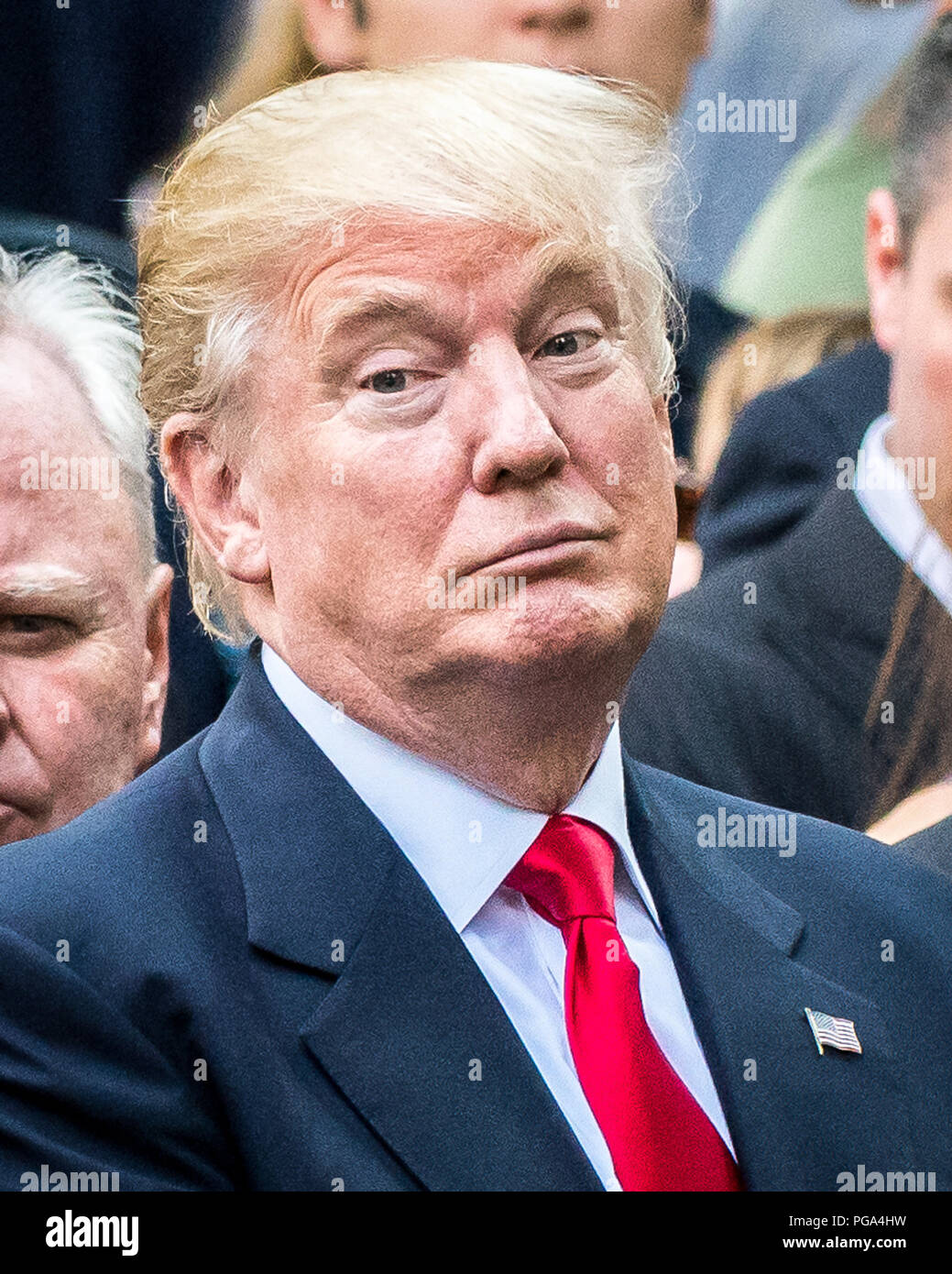 New York, USA, 11. September 2016. US-Präsident Donald Trump (Kandidat zu der Zeit) nimmt an einem 11. September Zeremonie in New York City im Jahr 2016. Foto b Stockfoto