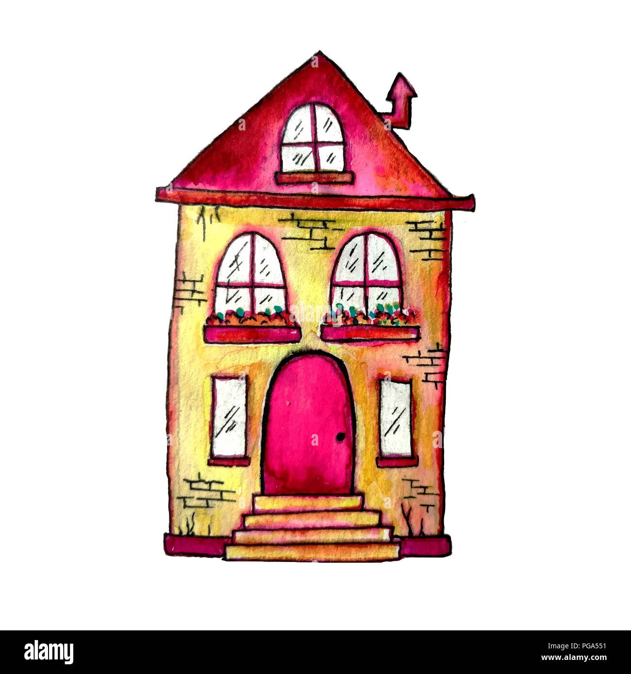 Susse Fee Haus Aquarell Abbildung Hand Gemalte Illustration Fur Cute Print Design Fur Die Begrussung Von Holiday Card Oder Fashion Design Verwendet Werden Konnen Stockfotografie Alamy