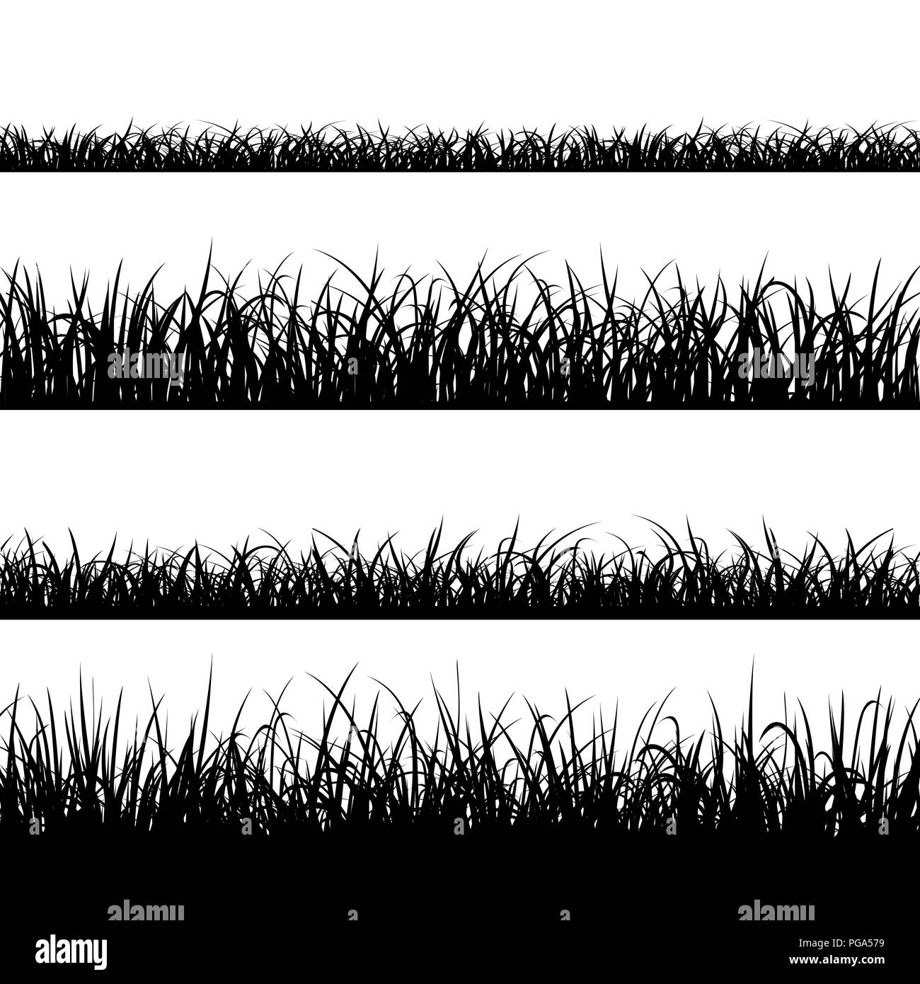 Vektor Illustration. Satz von Silhouette des Grases auf weißem Hintergrund. Vektor illustration Stock Vektor