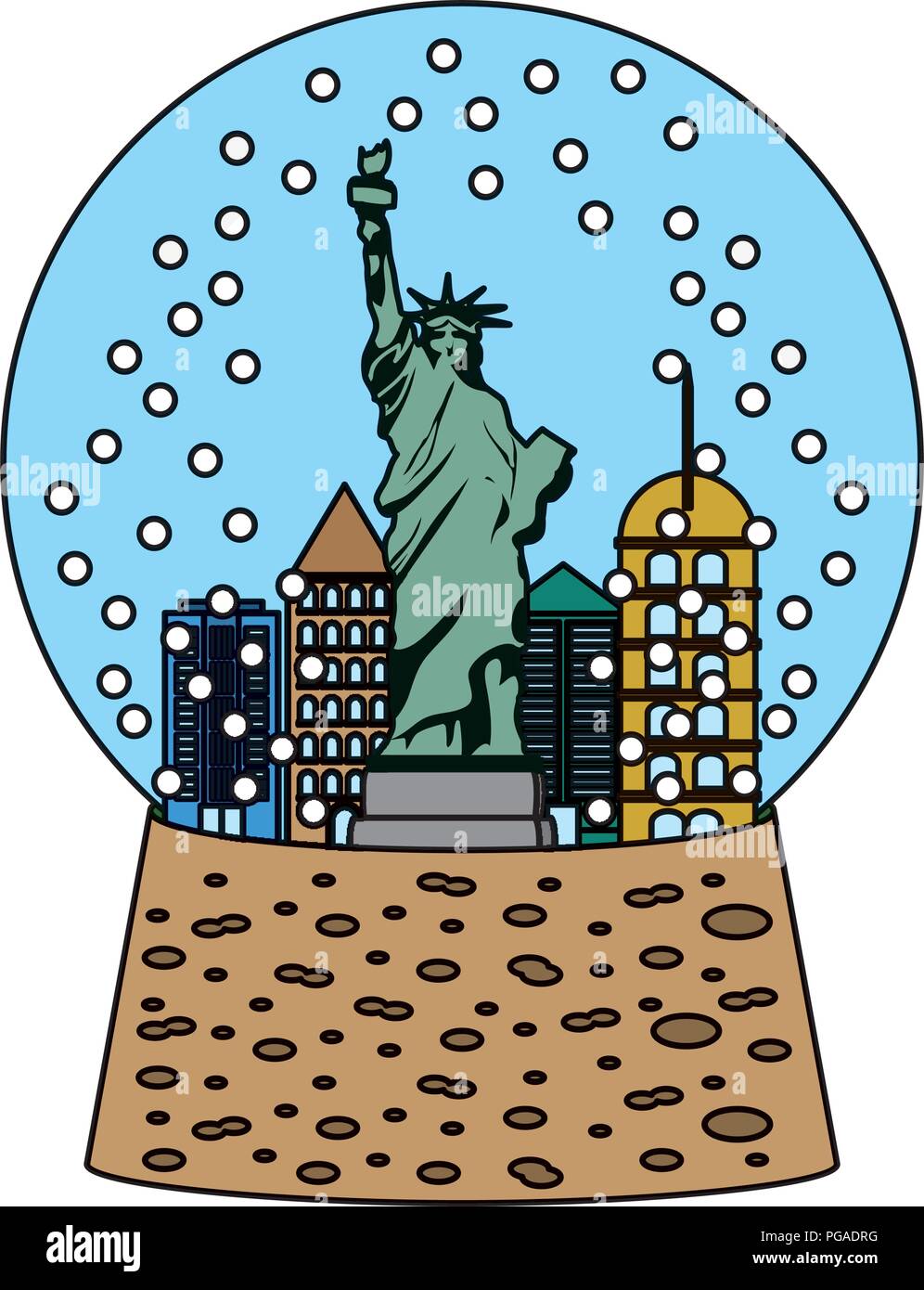 Farbe statue Liberty in Snow Ball Glas Stock Vektor