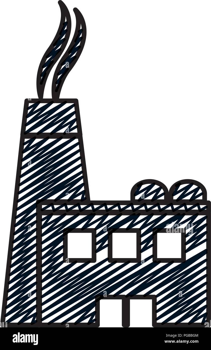 Doodle Piktogramm Industrie Fabrik Produktion Stock Vektor