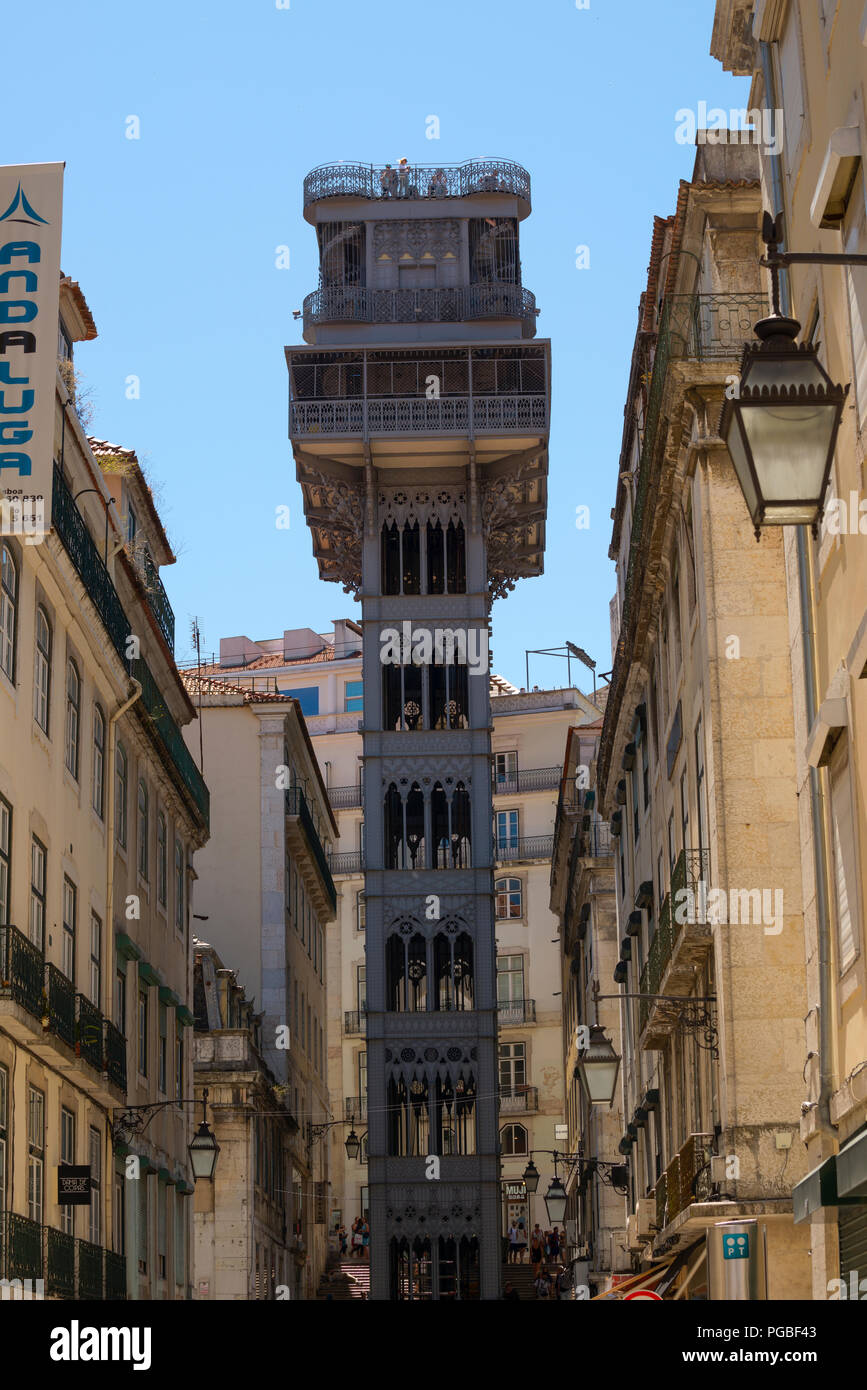 Elevador de Santa Justa, Lissabon, Portugal. Stockfoto