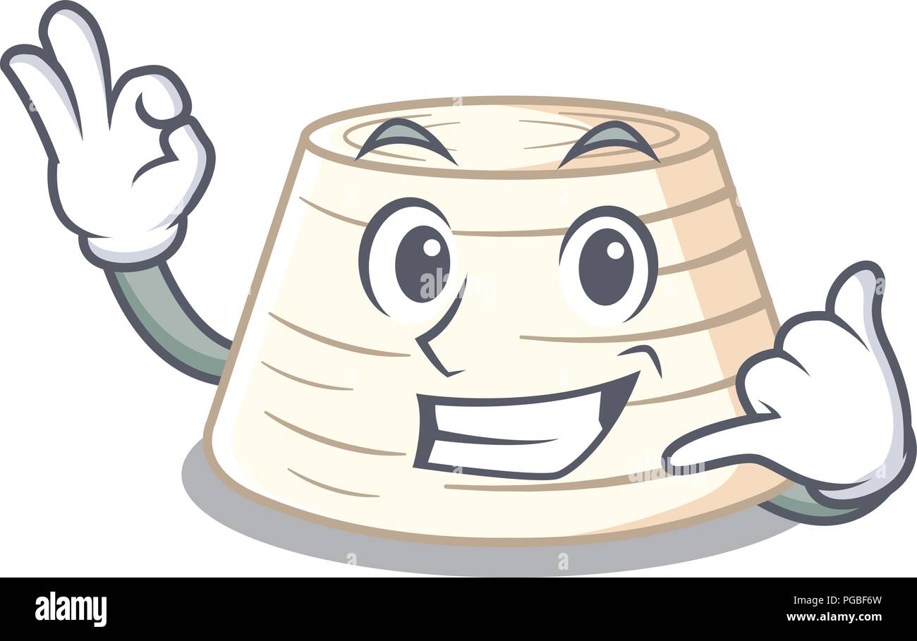 Rufen Sie mich an frischem Ricotta auf Maskottchen Karikatur Vector Illustration Stock Vektor
