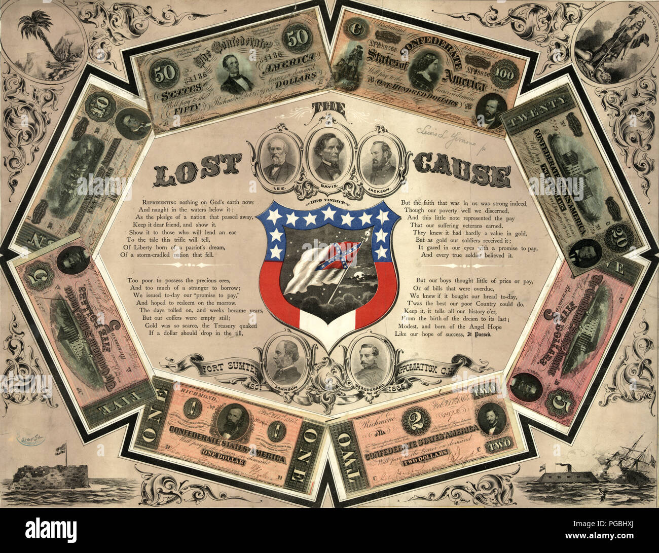 Die Sache verloren - Gedicht über Bürgerkrieg und die Konföderierten Staaten von Amerika Stockfoto