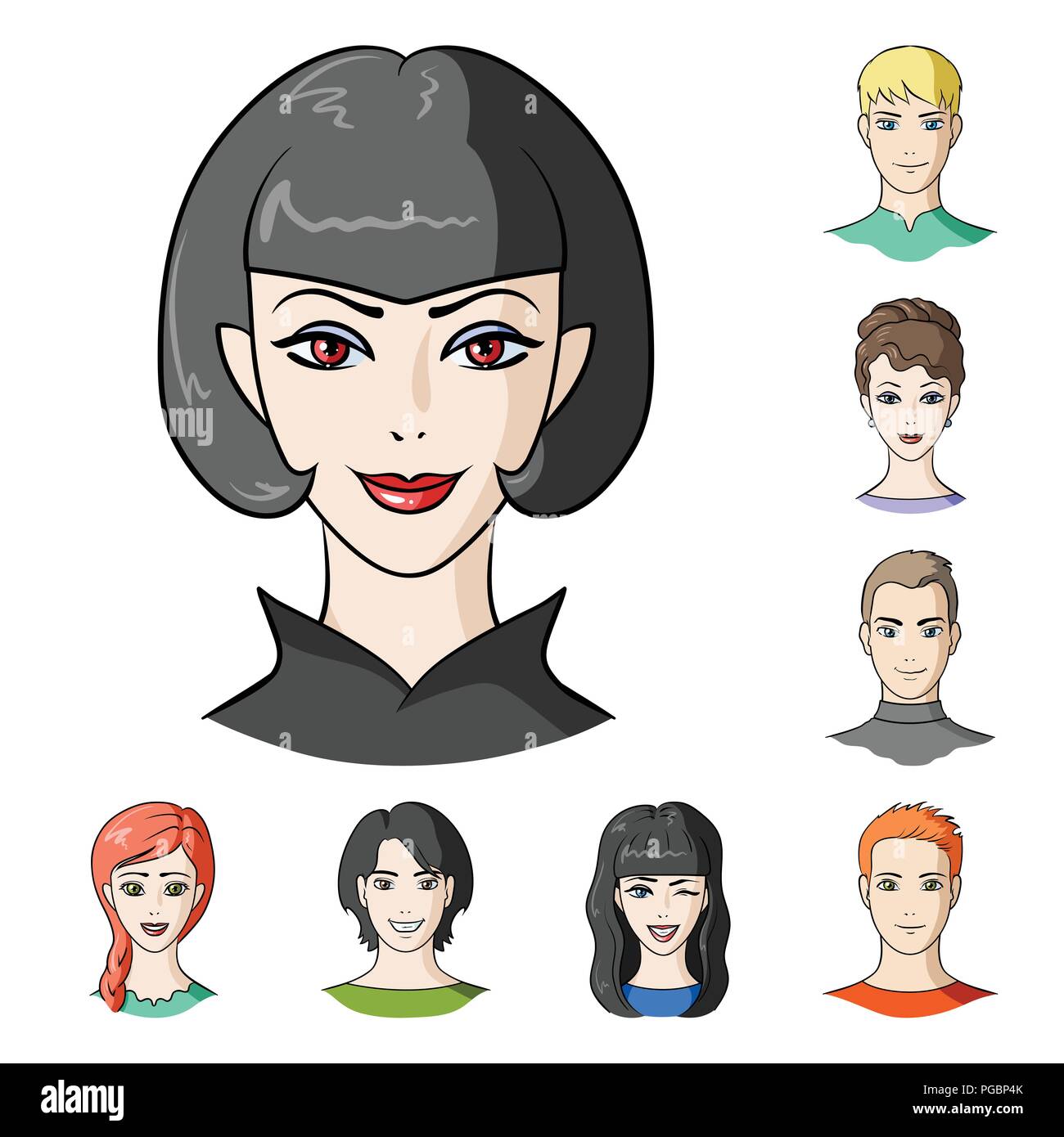 Avatar und Cartoon Symbole im Set Sammlung für Design. Eine Person aussehen Vektor Symbol lieferbar Abbildung. Stock Vektor